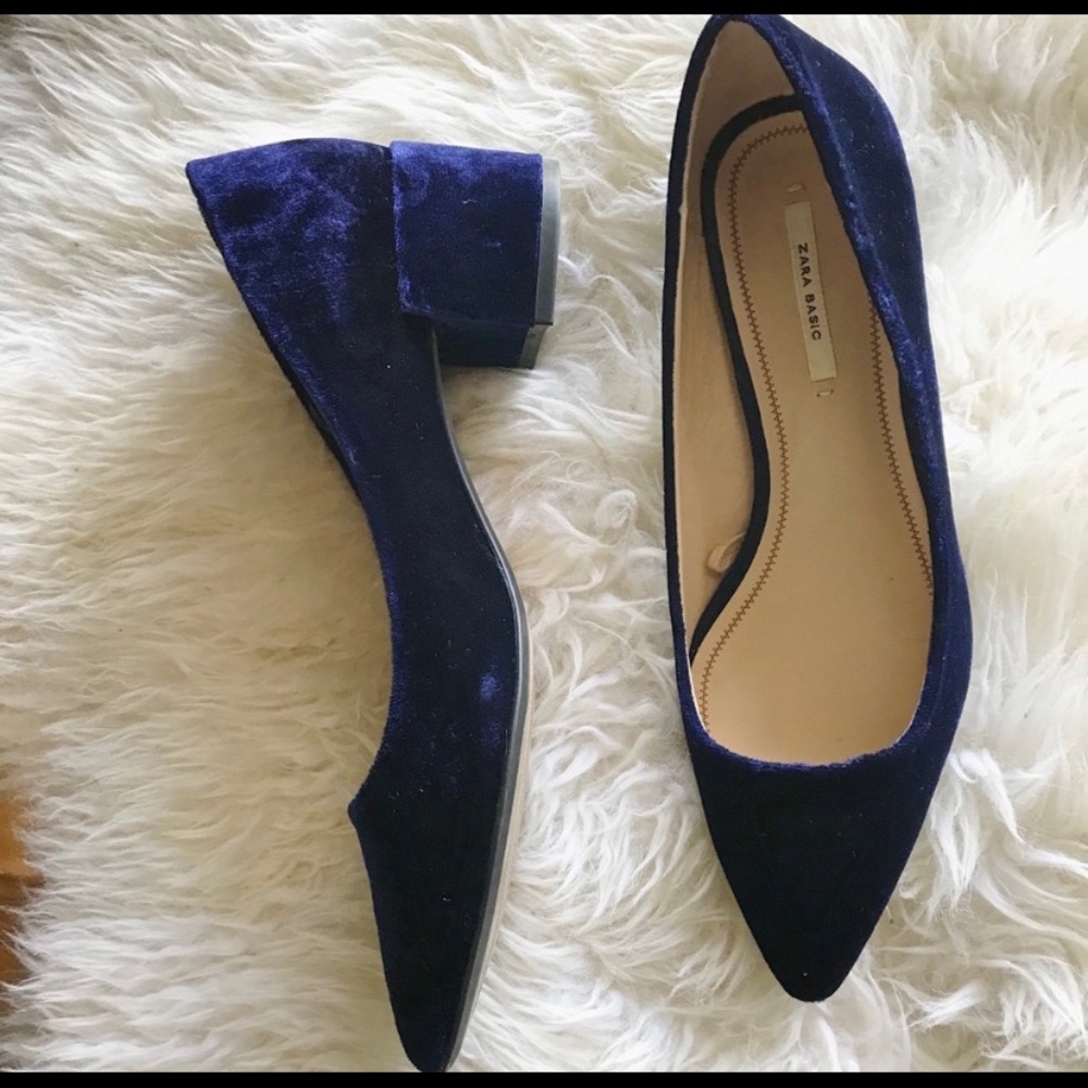 ZARA Blue Velvet Shoes